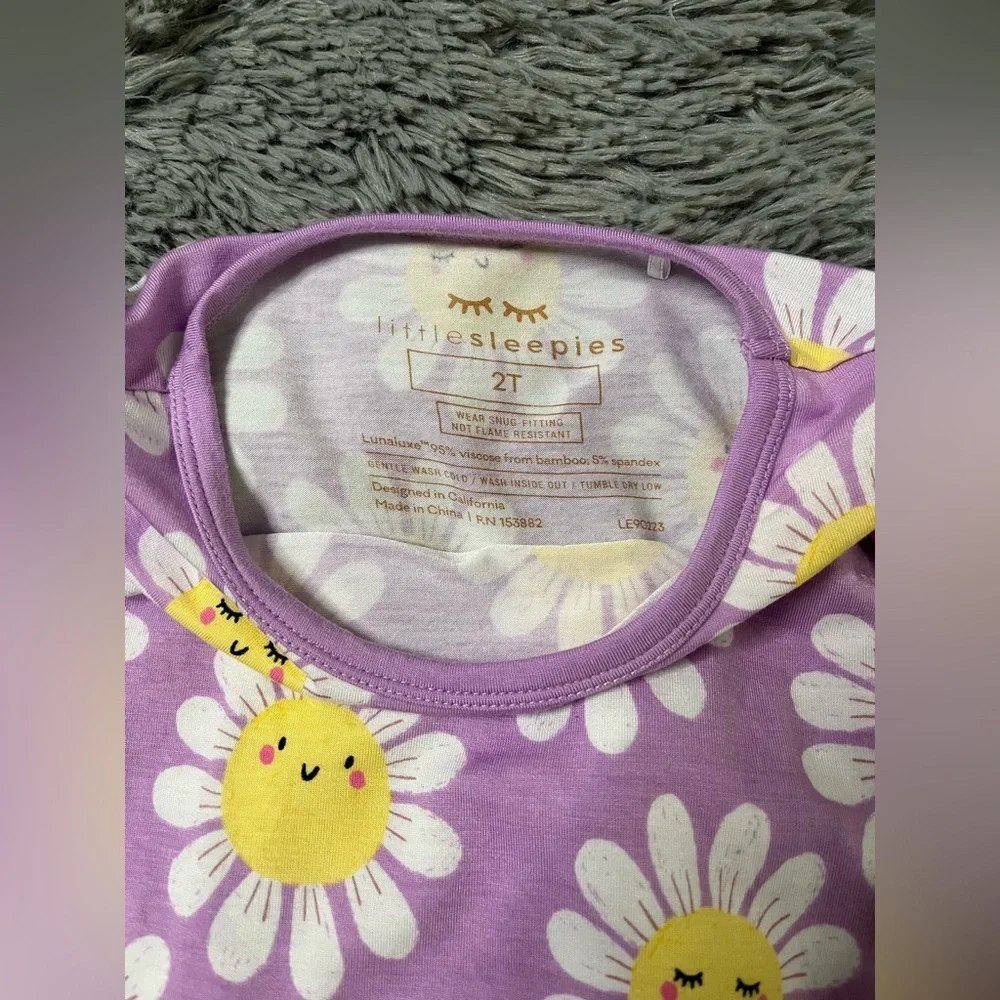 Little Sleepies Flower Power Short Sleeve and Shorts Size 2T EUC